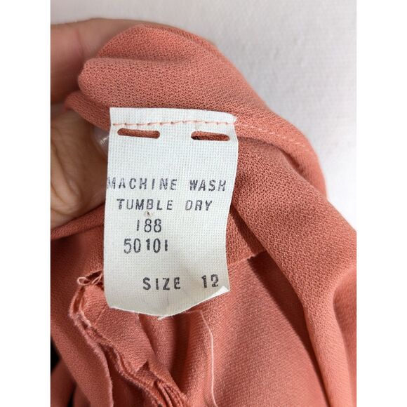 Vintage Draped Wraped Midi Dress Belted Contrasting Peach Maroon Size 12 Grecian - Picture 7 of 9